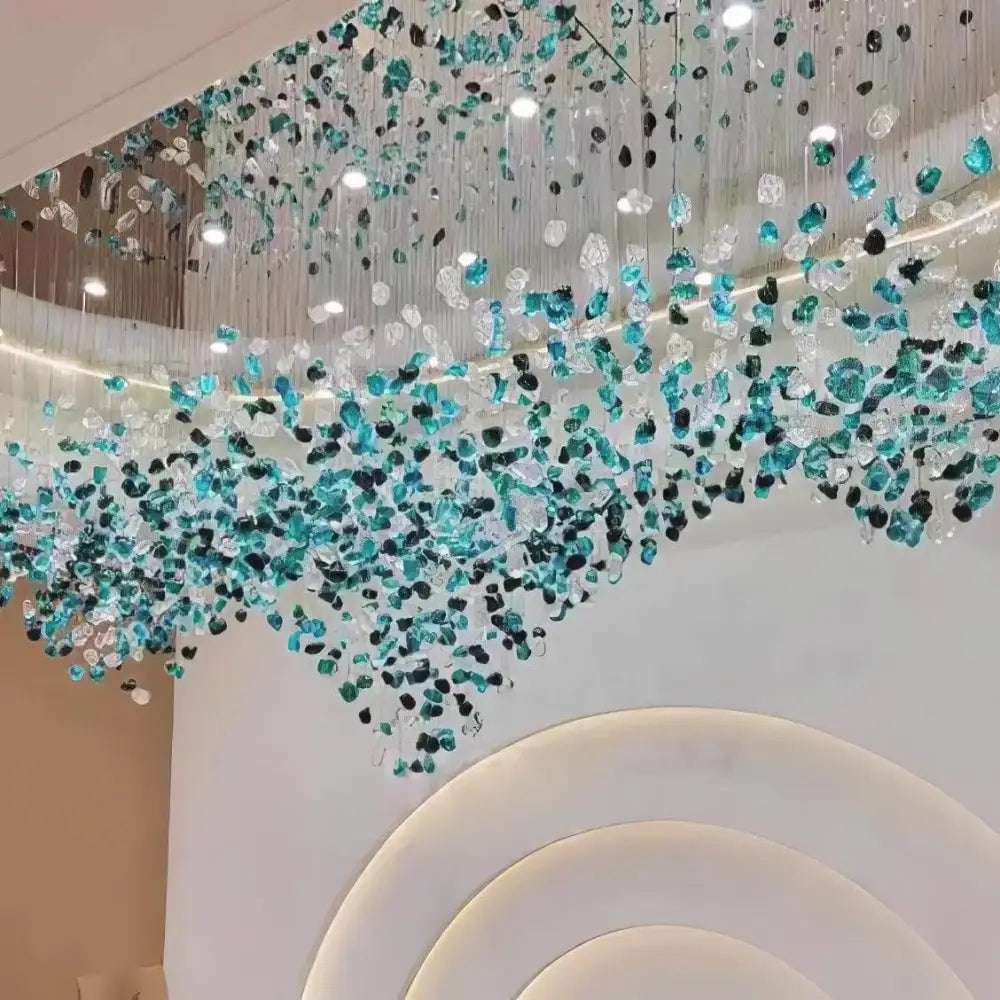 DecorBites™ Green Crystal Stone Chandelier for Modern Spaces