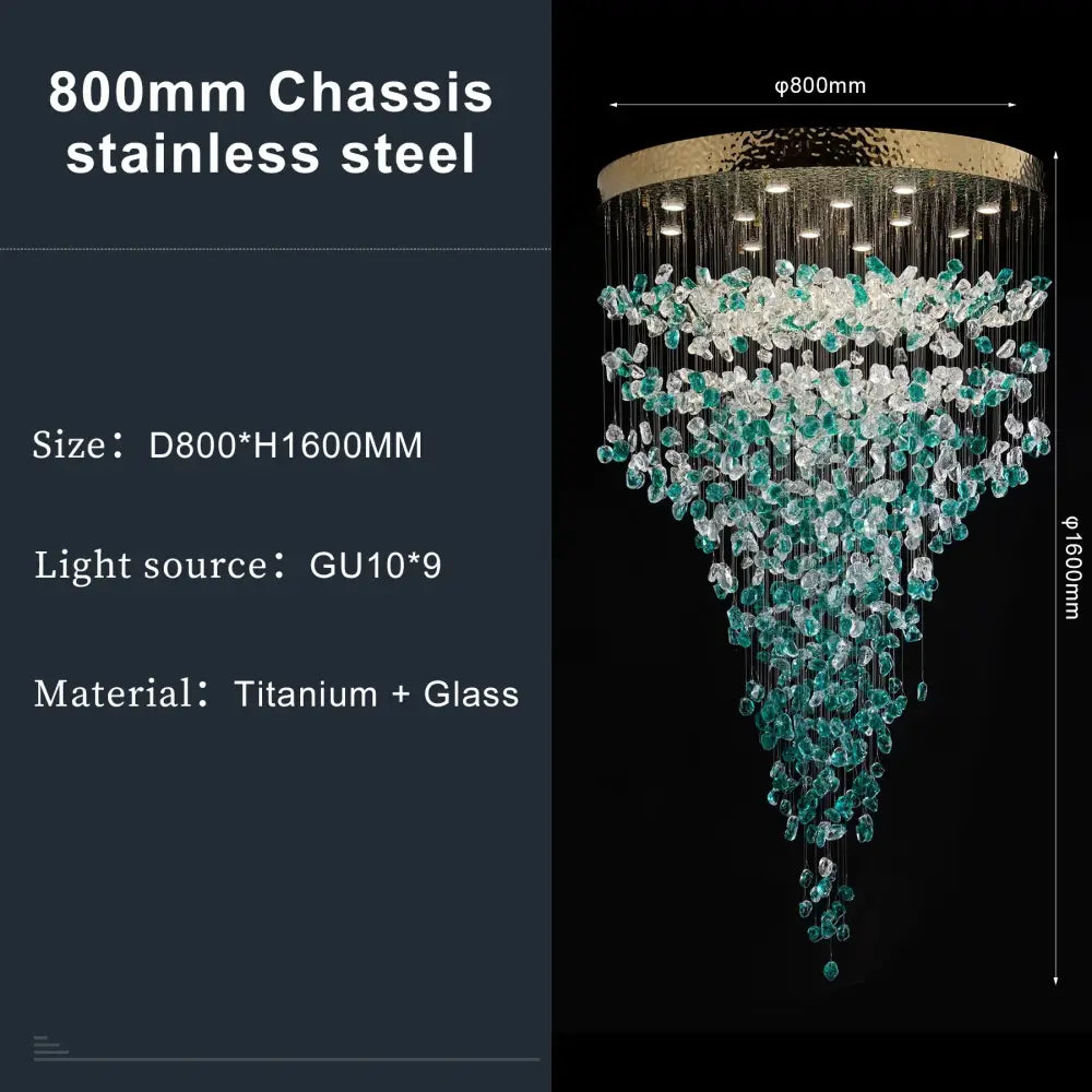 DecorBites™ Green Crystal Stone Chandelier for Modern Spaces