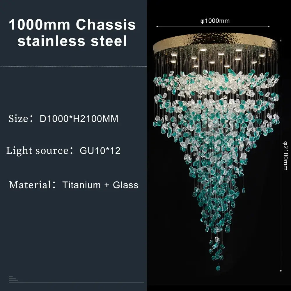 DecorBites™ Green Crystal Stone Chandelier for Modern Spaces