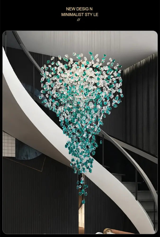 DecorBites™ Green Crystal Stone Chandelier for Modern Spaces