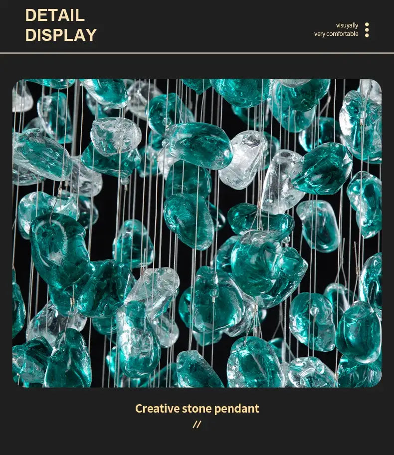 DecorBites™ Green Crystal Stone Chandelier for Modern Spaces