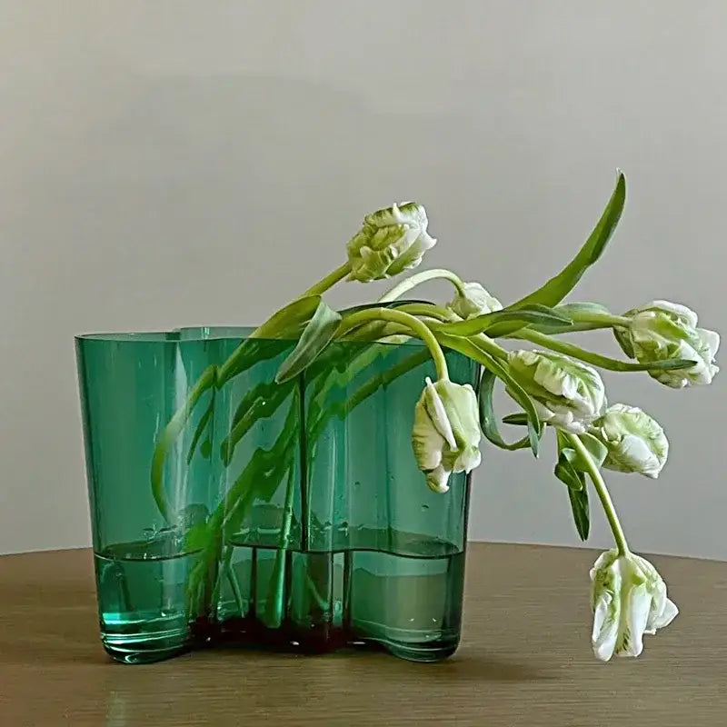 DecorBites™ Green Glass Vase for Modern Decor