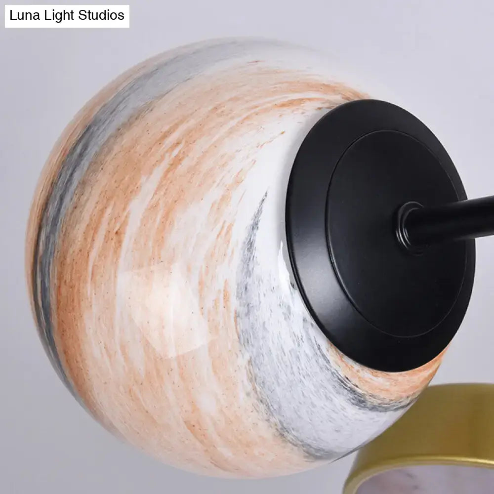 DecorBites™ Hand Blown Glass Round Chandelier Light - Contemporary Pendant Lighting Fixture in Gold (6/8 Lights)