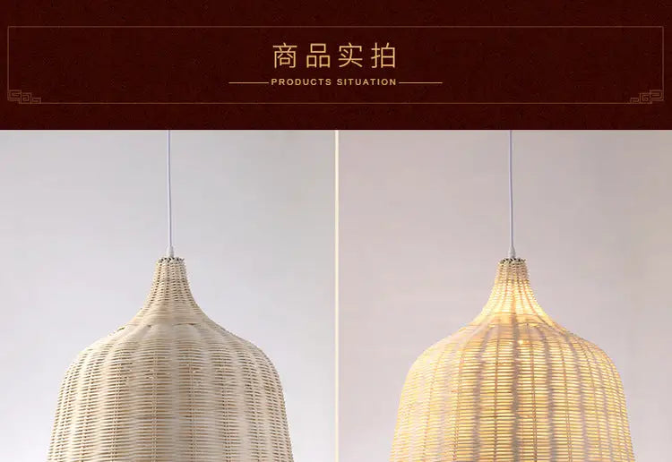 DecorBites™ Hand-Knit Bamboo Pendant Ceiling Light