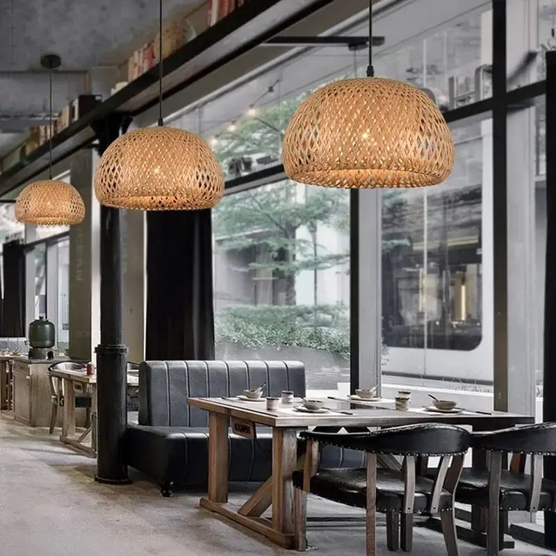 DecorBites™ Hand-Knit Bamboo Pendant Ceiling Light