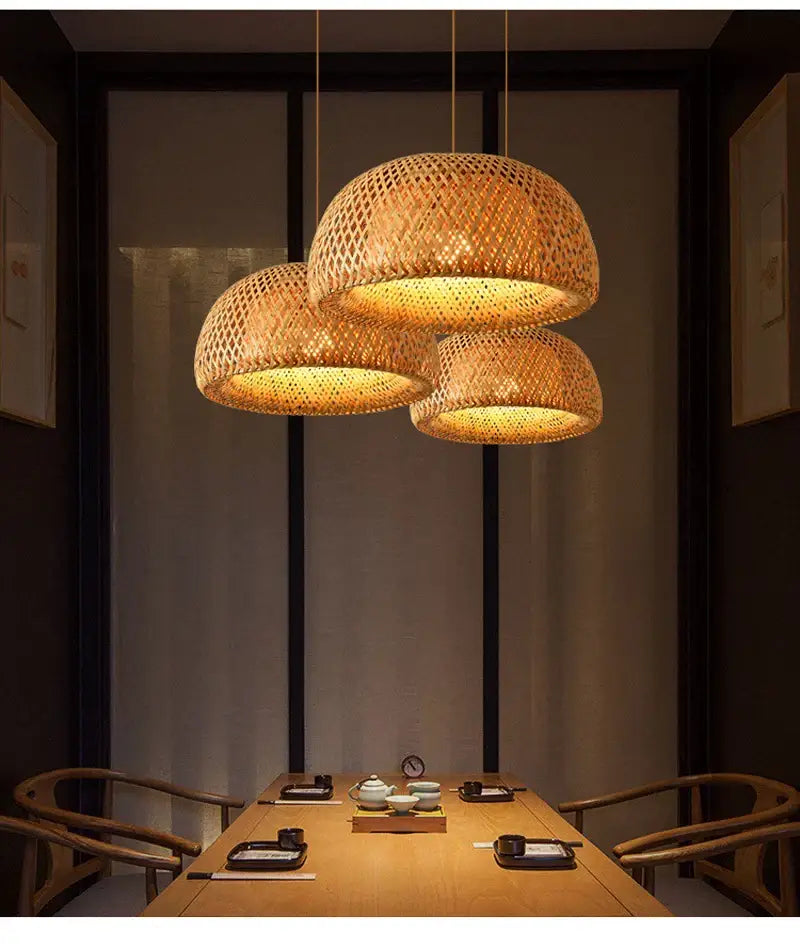 DecorBites™ Hand-Knit Bamboo Pendant Ceiling Light