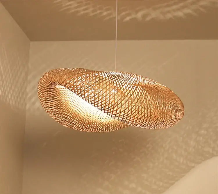DecorBites™ Hand-Knit Bamboo Pendant Ceiling Light