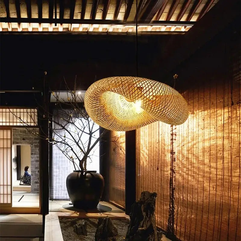 DecorBites™ Hand Knitted Chinese Style Hanging Bamboo Lamps