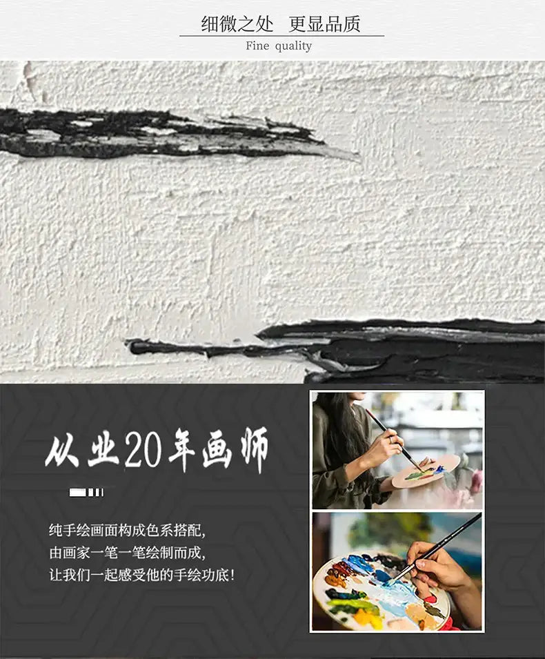 DecorBites™ Hand-Painted Black & White Abstract Wall Painting