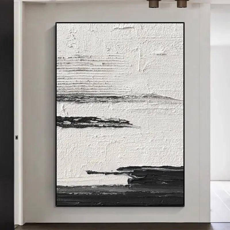 DecorBites™ Hand-Painted Black & White Abstract Wall Painting