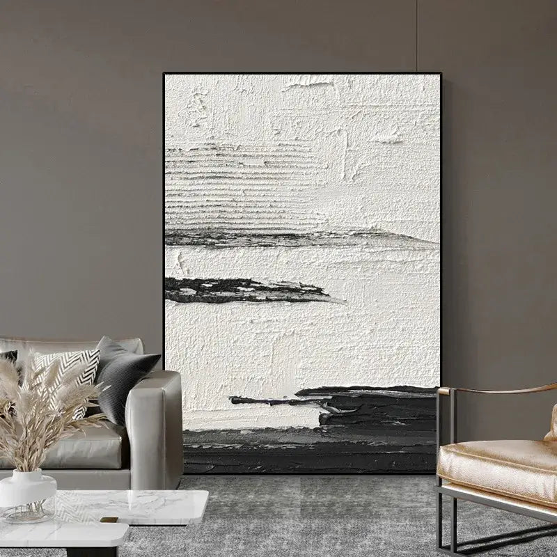 DecorBites™ Hand-Painted Black & White Abstract Wall Painting