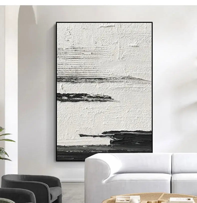 DecorBites™ Hand-Painted Black & White Abstract Wall Painting