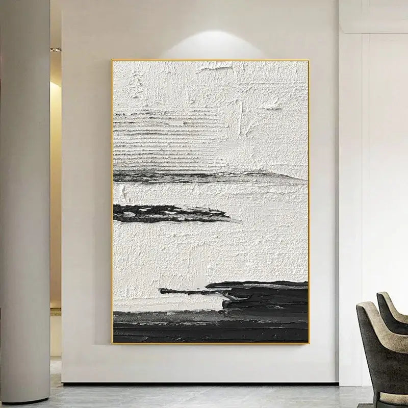 DecorBites™ Hand-Painted Black & White Abstract Wall Painting