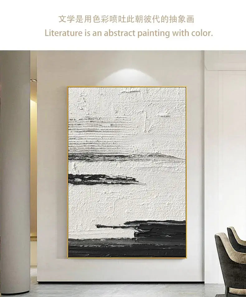 DecorBites™ Hand-Painted Black & White Abstract Wall Painting