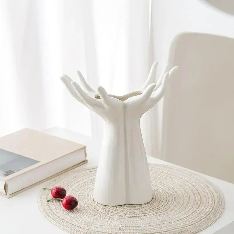 DecorBites™ Hand Shaped Porcelain Flower Vase Home Decor