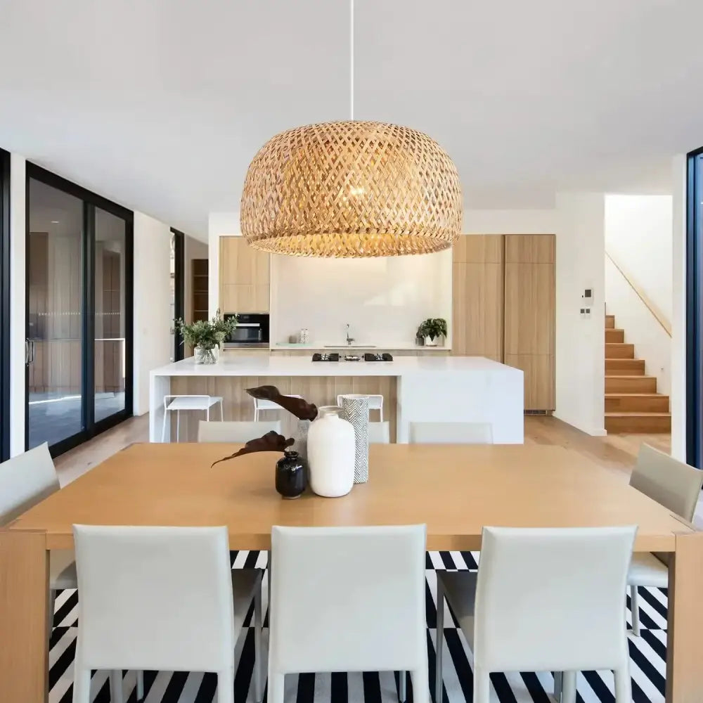 DecorBites™ Hand-Woven Bamboo Lantern Pendant Light