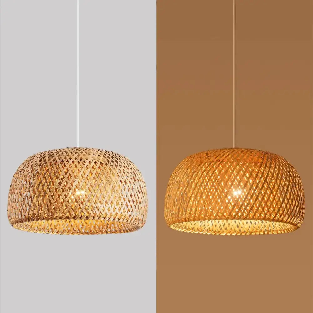 DecorBites™ Hand-Woven Bamboo Lantern Pendant Light