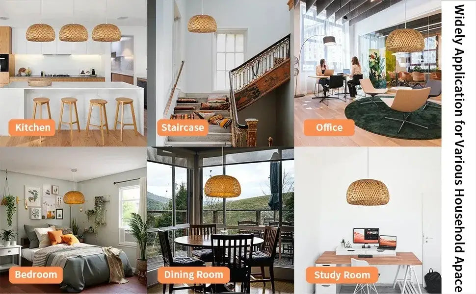 DecorBites™ Hand-Woven Bamboo Lantern Pendant Light