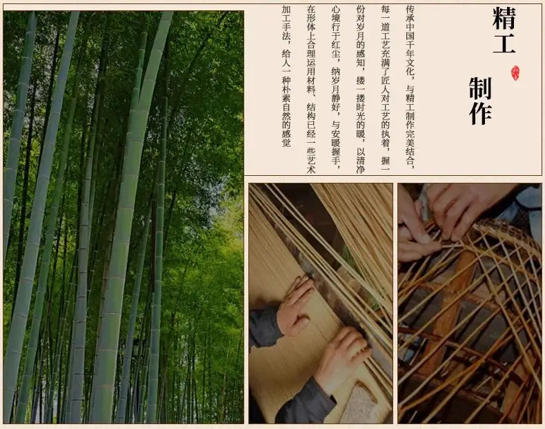Tall slender green bamboo stalks inspire the decorbites™ hand-woven bamboo pendant light chandelier design