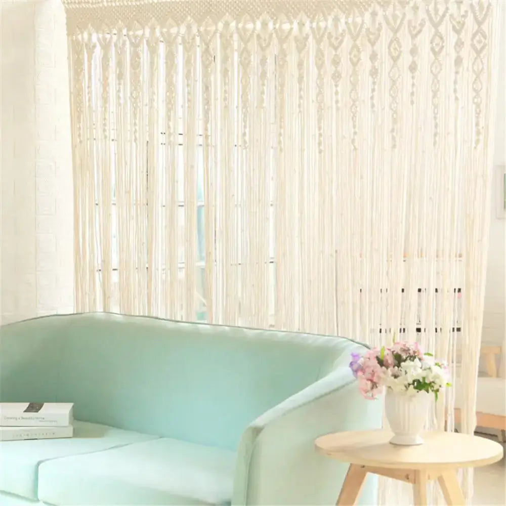 DecorBites™ Hand-woven Macrame Door Curtain Bohemia Wall Hanging Tapestry For Home Window Doorway Bedroom Living Room Wedding Backdrop Decor