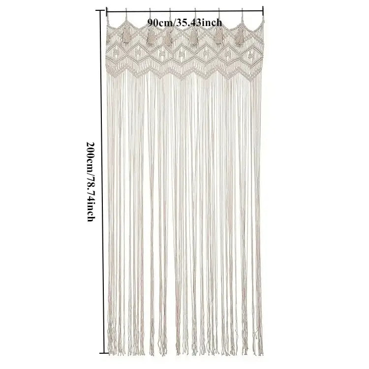 DecorBites™ Hand-woven Macrame Door Curtain Bohemia Wall Hanging Tapestry For Home Window Doorway Bedroom Living Room Wedding Backdrop Decor