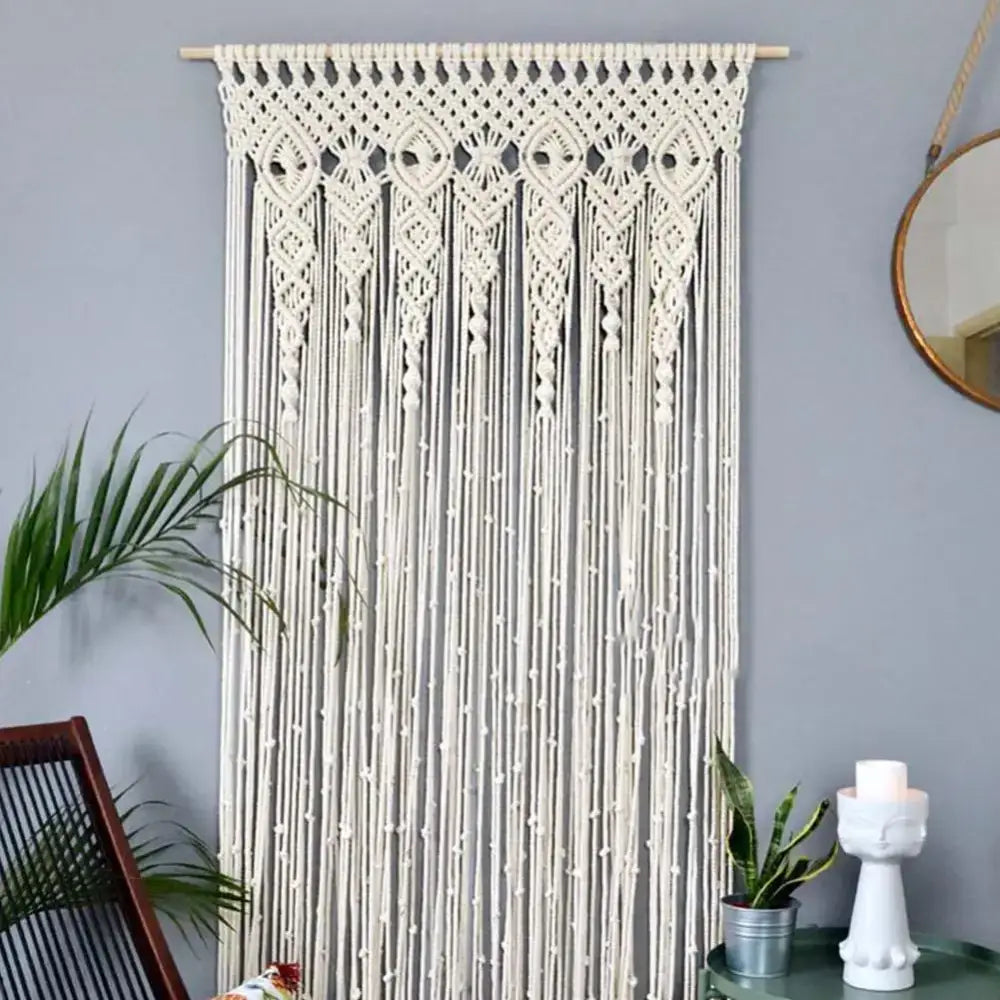 DecorBites™ Hand-woven Macrame Door Curtain Bohemia Wall Hanging Tapestry For Home Window Doorway Bedroom Living Room Wedding Backdrop Decor