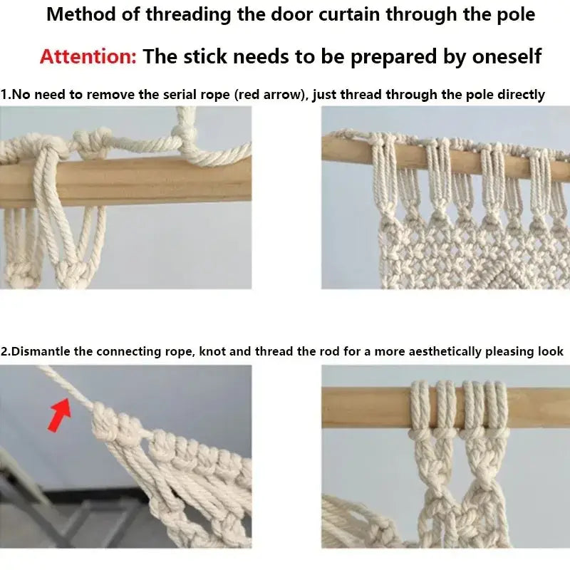 DecorBites™ Hand-woven Macrame Door Curtain Bohemia Wall Hanging Tapestry For Home Window Doorway Bedroom Living Room Wedding Backdrop Decor