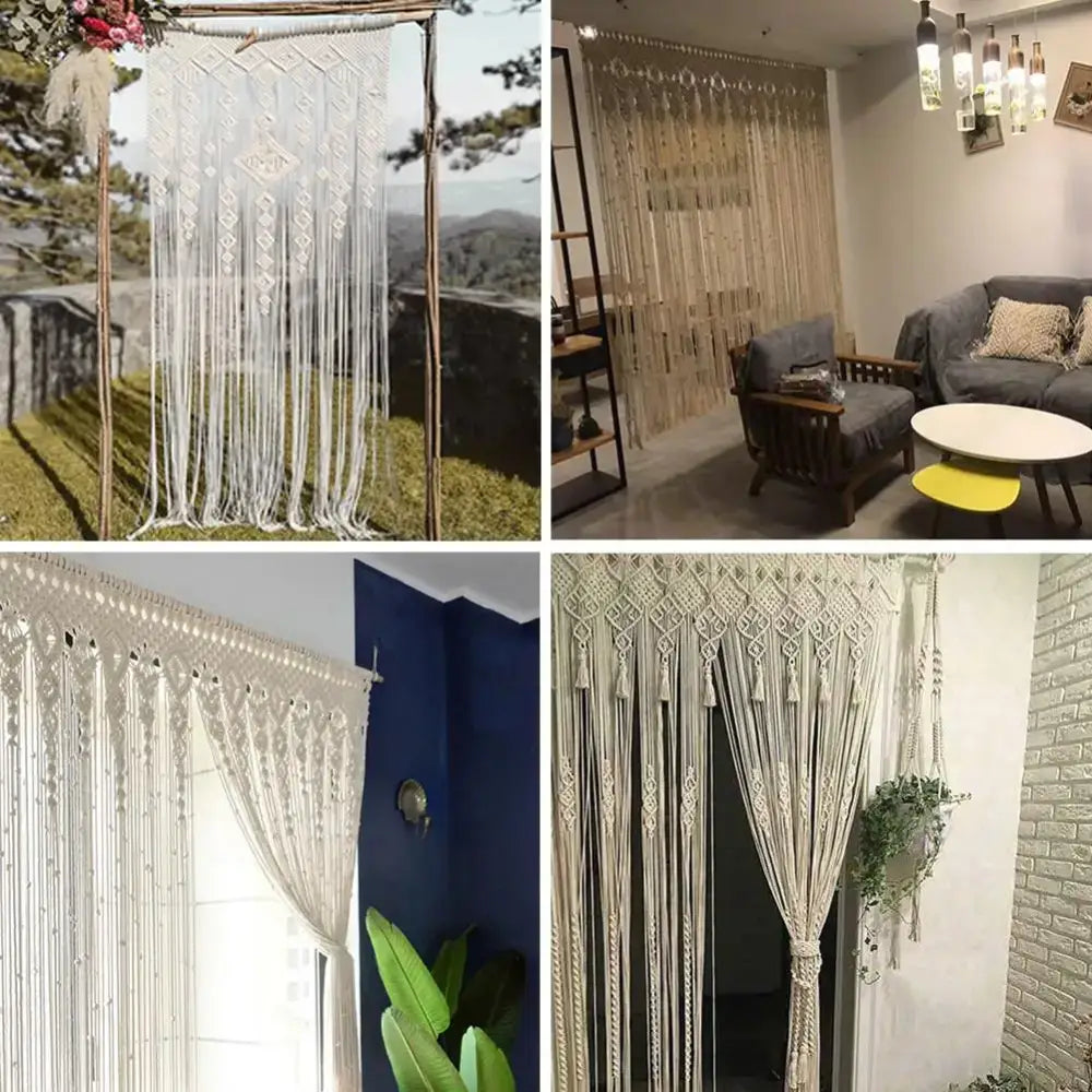 DecorBites™ Hand-woven Macrame Door Curtain Bohemia Wall Hanging Tapestry For Home Window Doorway Bedroom Living Room Wedding Backdrop Decor
