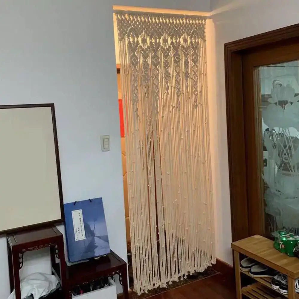 DecorBites™ Hand-woven Macrame Door Curtain Bohemia Wall Hanging Tapestry For Home Window Doorway Bedroom Living Room Wedding Backdrop Decor