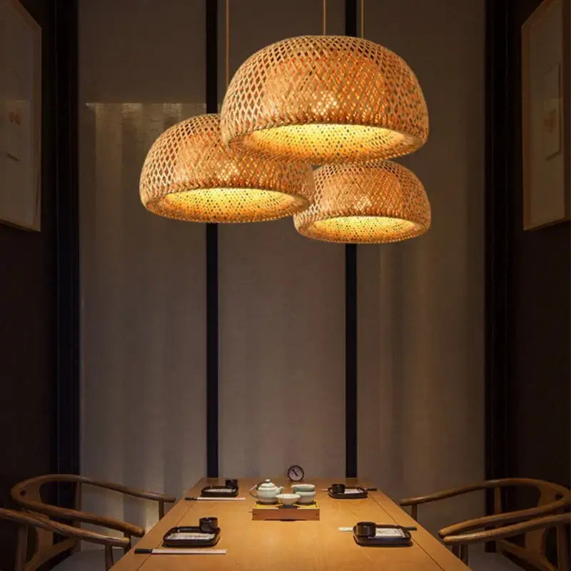 DecorBites™ Handcrafted Chinese Bamboo Pendant Lamp
