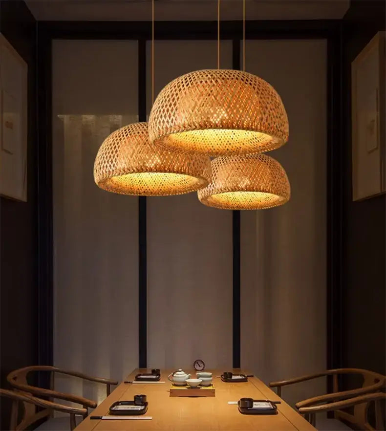 DecorBites™ Handcrafted Chinese Bamboo Pendant Lamp