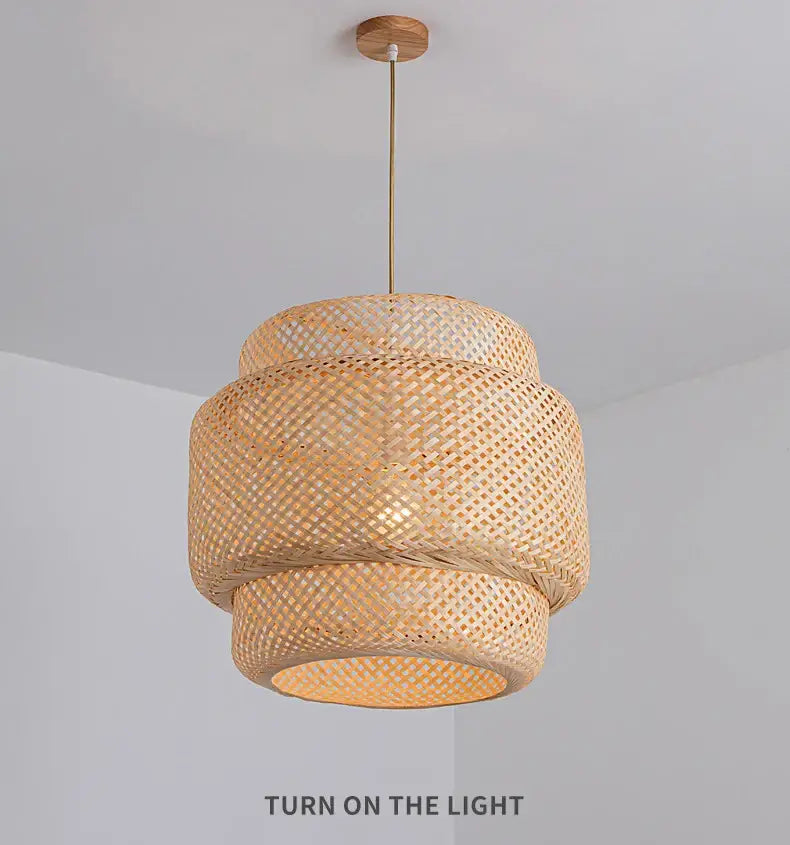 DecorBites™ Handcrafted Chinese Bamboo Pendant Lamp