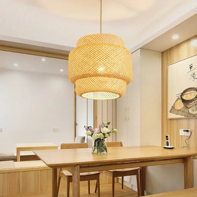 DecorBites™ Handcrafted Chinese Bamboo Pendant Lamp