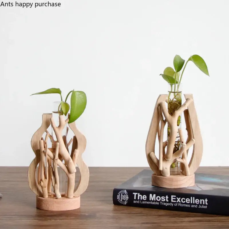 DecorBites™ Handcrafted Wooden Vase for Creative Home Decor