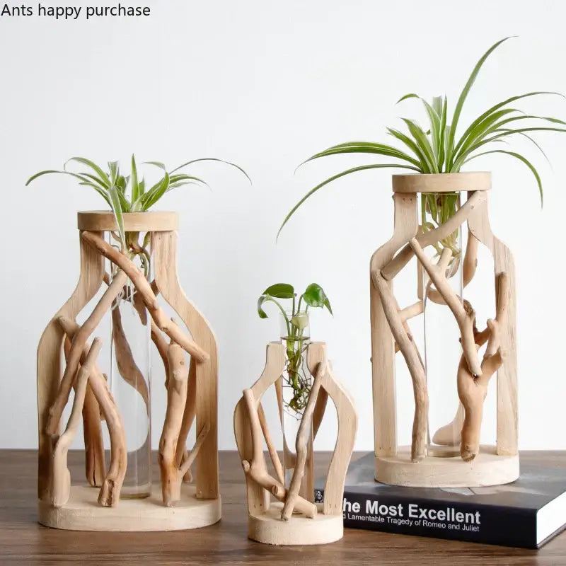 DecorBites™ Handcrafted Wooden Vase for Creative Home Decor