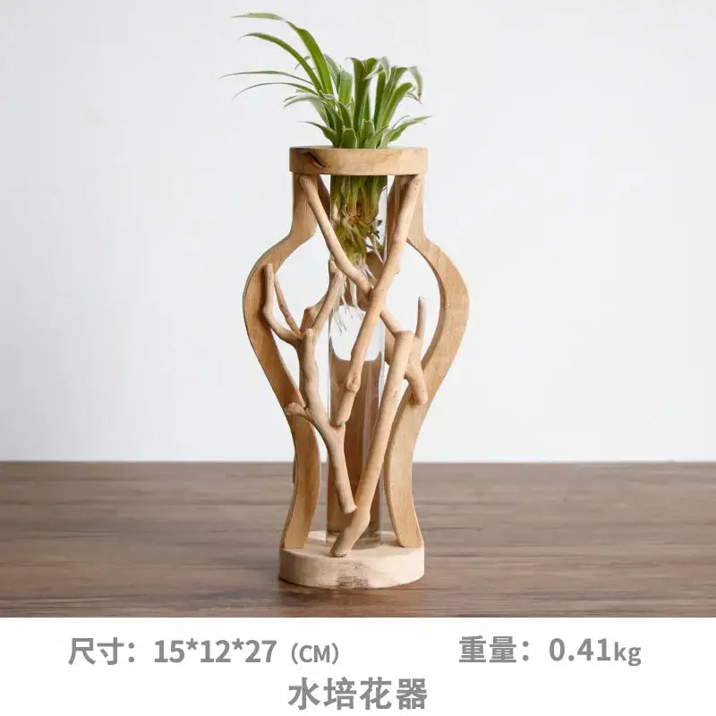 DecorBites™ Handcrafted Wooden Vase for Creative Home Decor