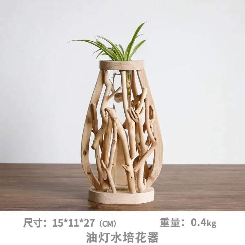 DecorBites™ Handcrafted Wooden Vase for Creative Home Decor