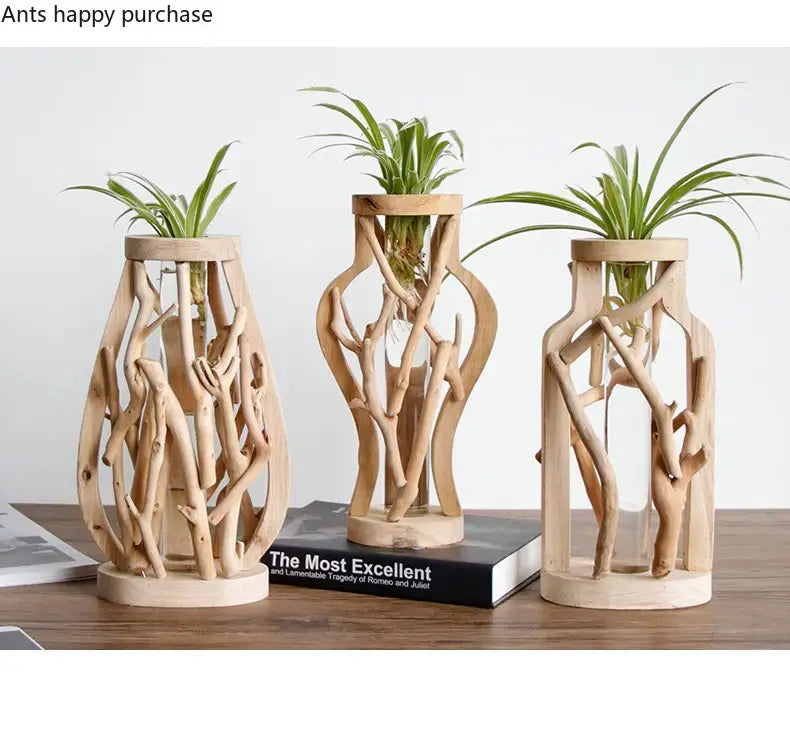 DecorBites™ Handcrafted Wooden Vase for Creative Home Decor