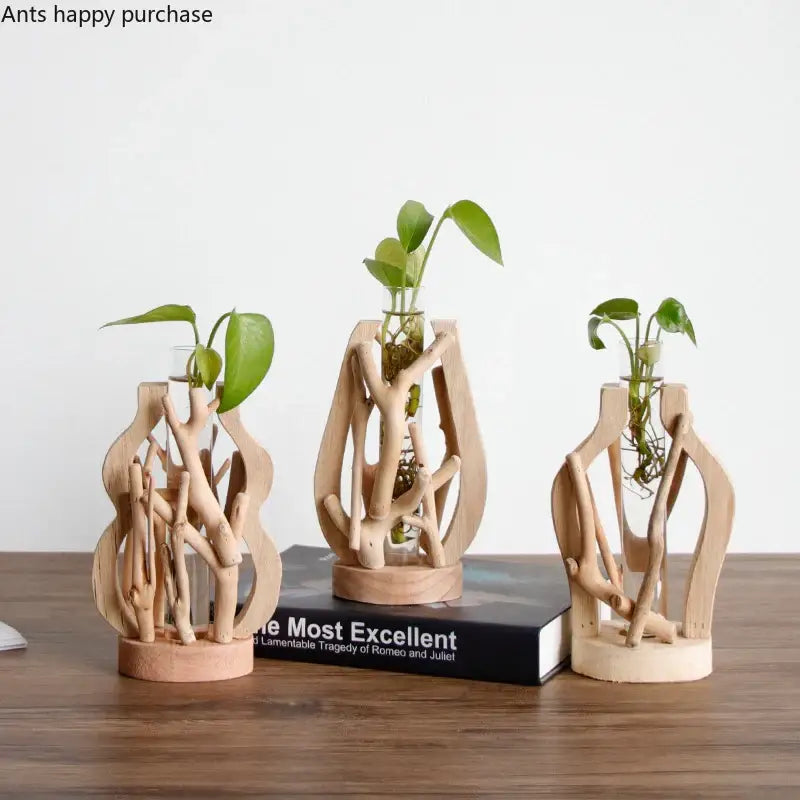 DecorBites™ Handcrafted Wooden Vase for Creative Home Decor