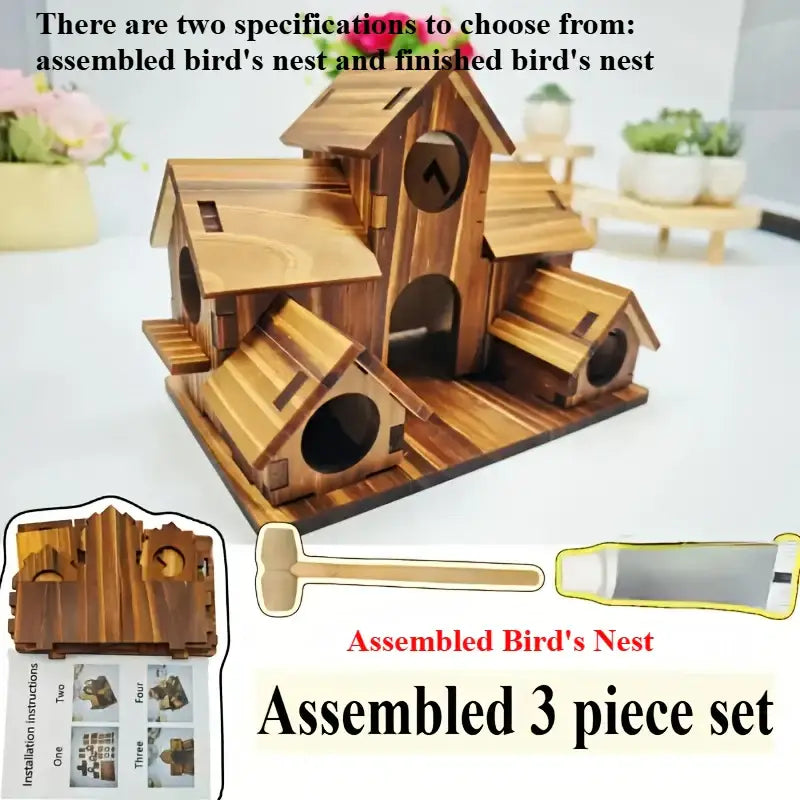 DecorBites™ Handmade 6-Hole Hanging Bird House