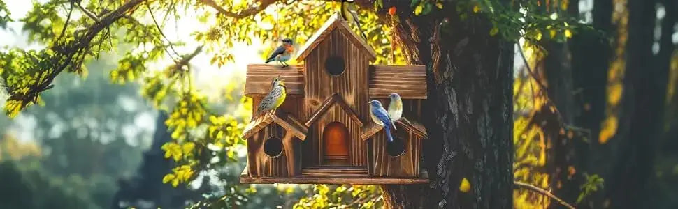 DecorBites™ Handmade 6-Hole Hanging Bird House