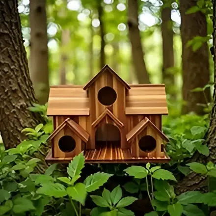 DecorBites™ Handmade 6-Hole Hanging Bird House