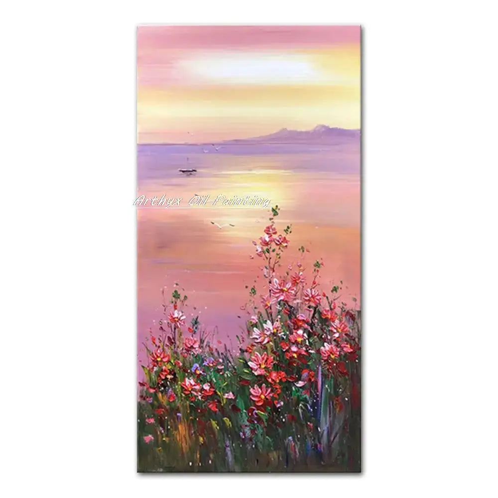 DecorBites™ Handmade Abstract City Oil Painting, Modern Wall Art