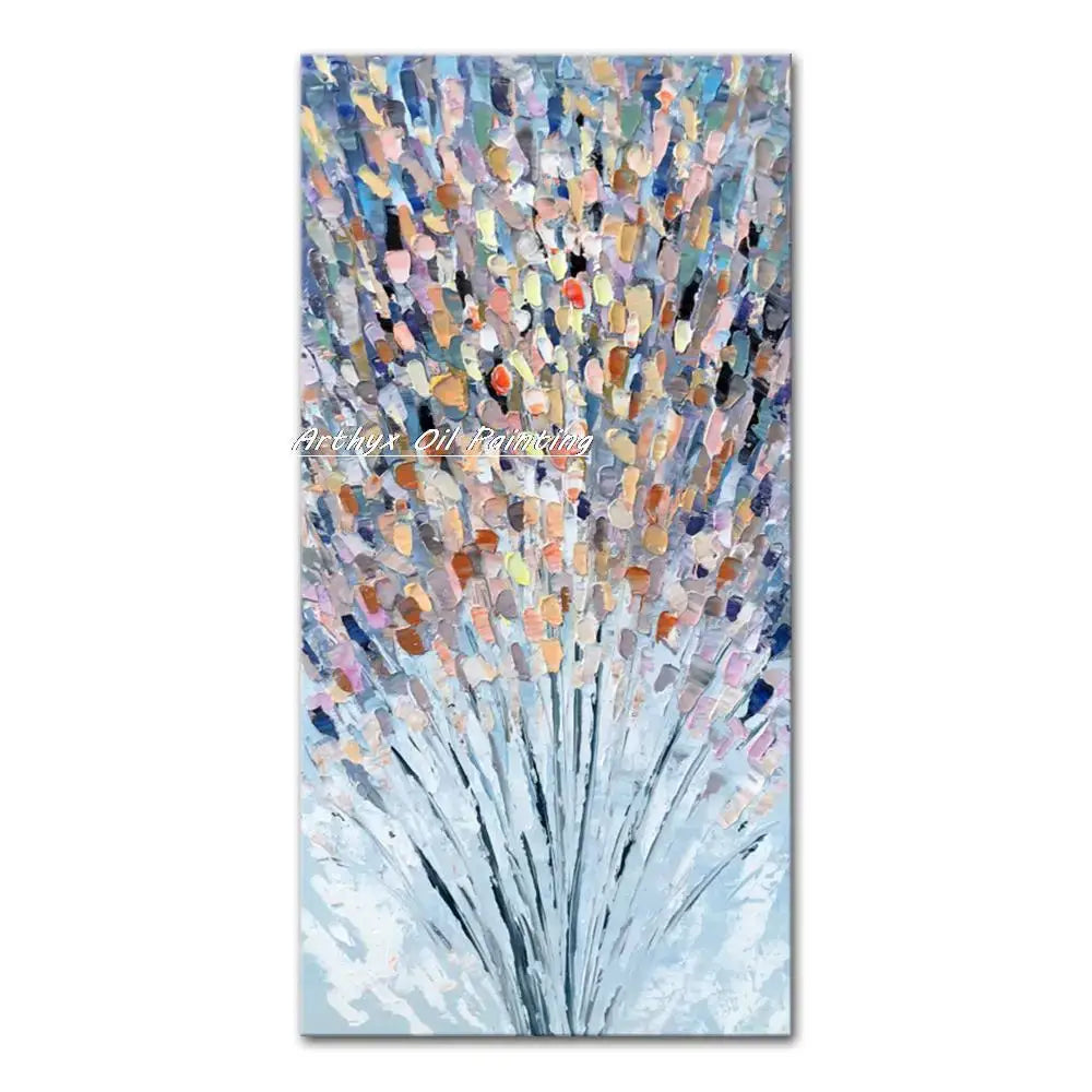 DecorBites™ Handmade Abstract City Oil Painting, Modern Wall Art