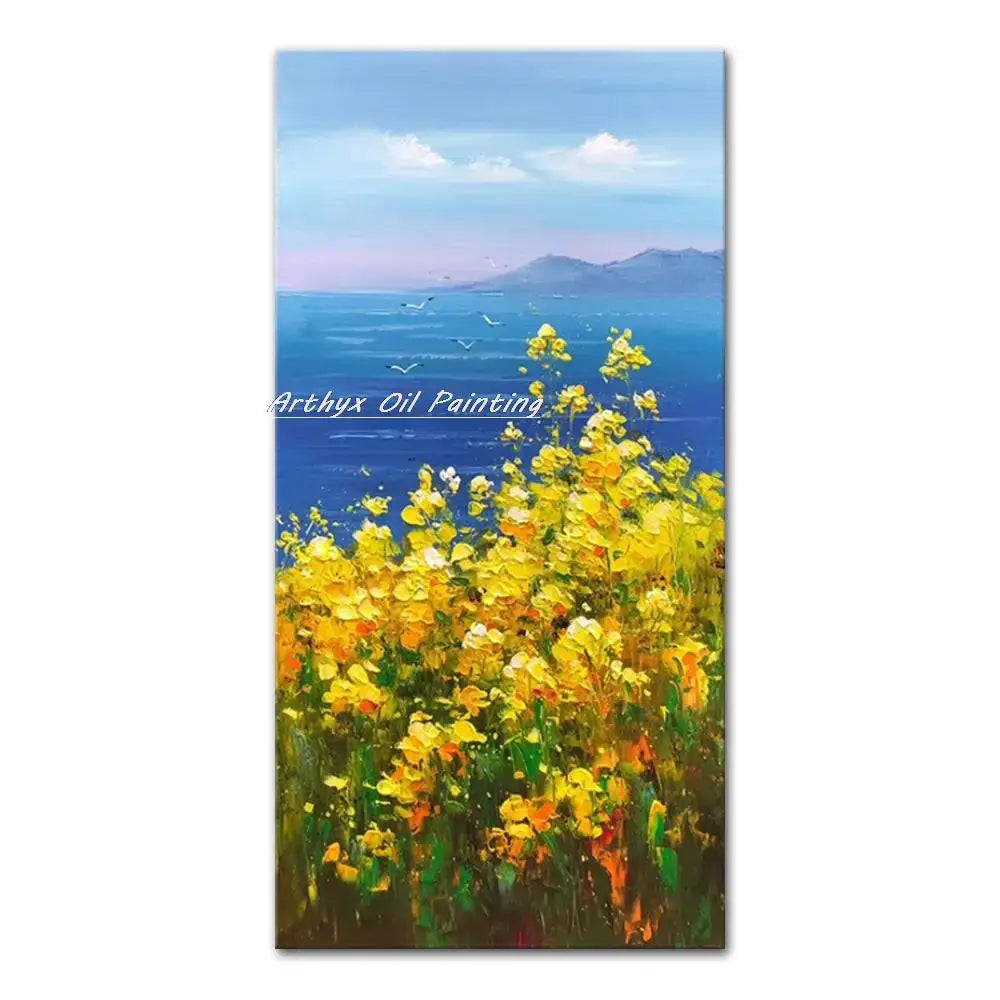 DecorBites™ Handmade Abstract City Oil Painting, Modern Wall Art