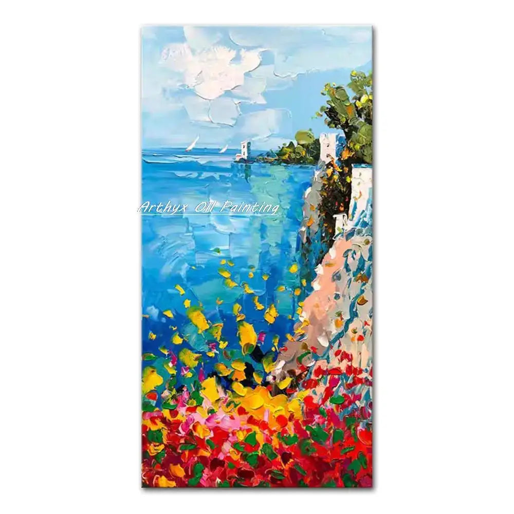 DecorBites™ Handmade Abstract City Oil Painting, Modern Wall Art