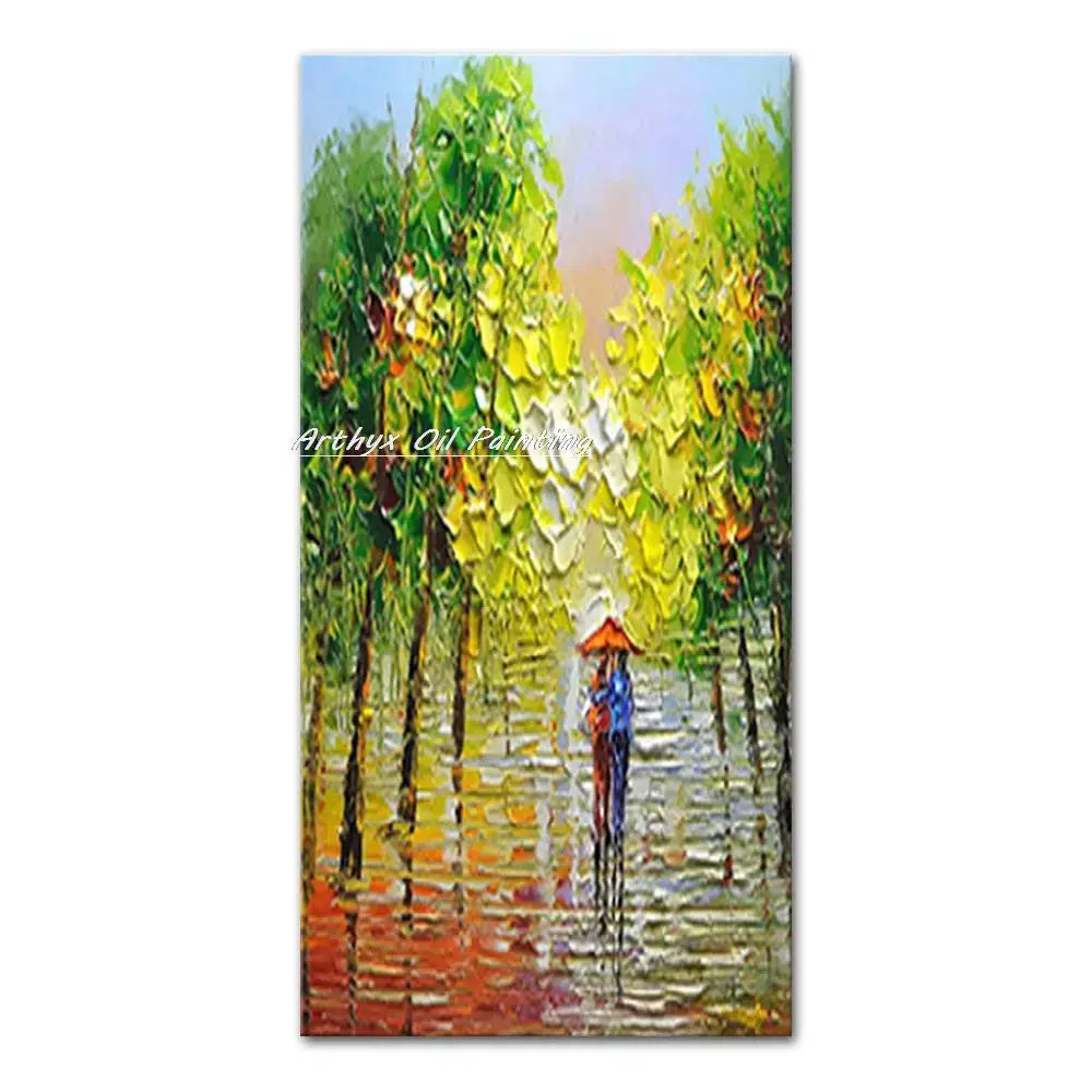 DecorBites™ Handmade Abstract City Oil Painting, Modern Wall Art