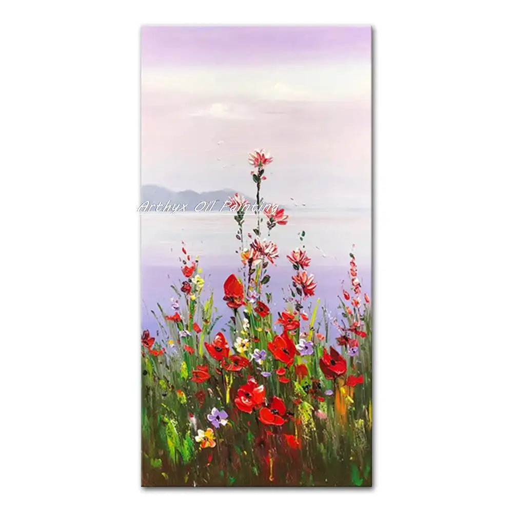 DecorBites™ Handmade Abstract City Oil Painting, Modern Wall Art