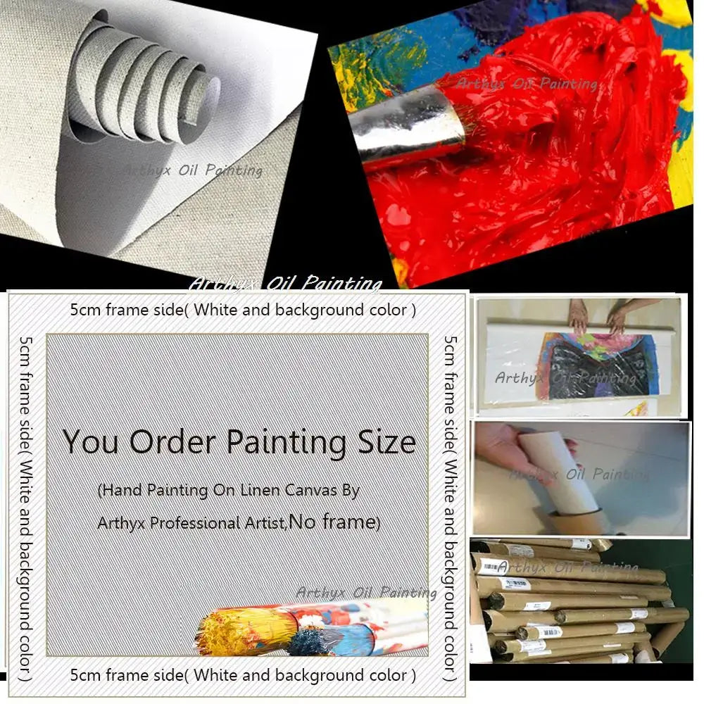 DecorBites™ Handmade Abstract City Oil Painting, Modern Wall Art