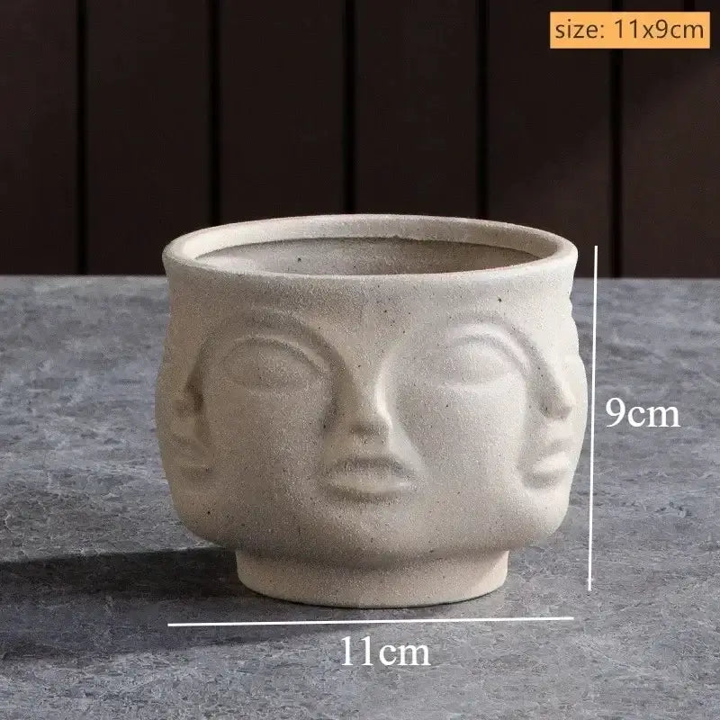 DecorBites™ Handmade Ceramic Face Vase for Home Decor